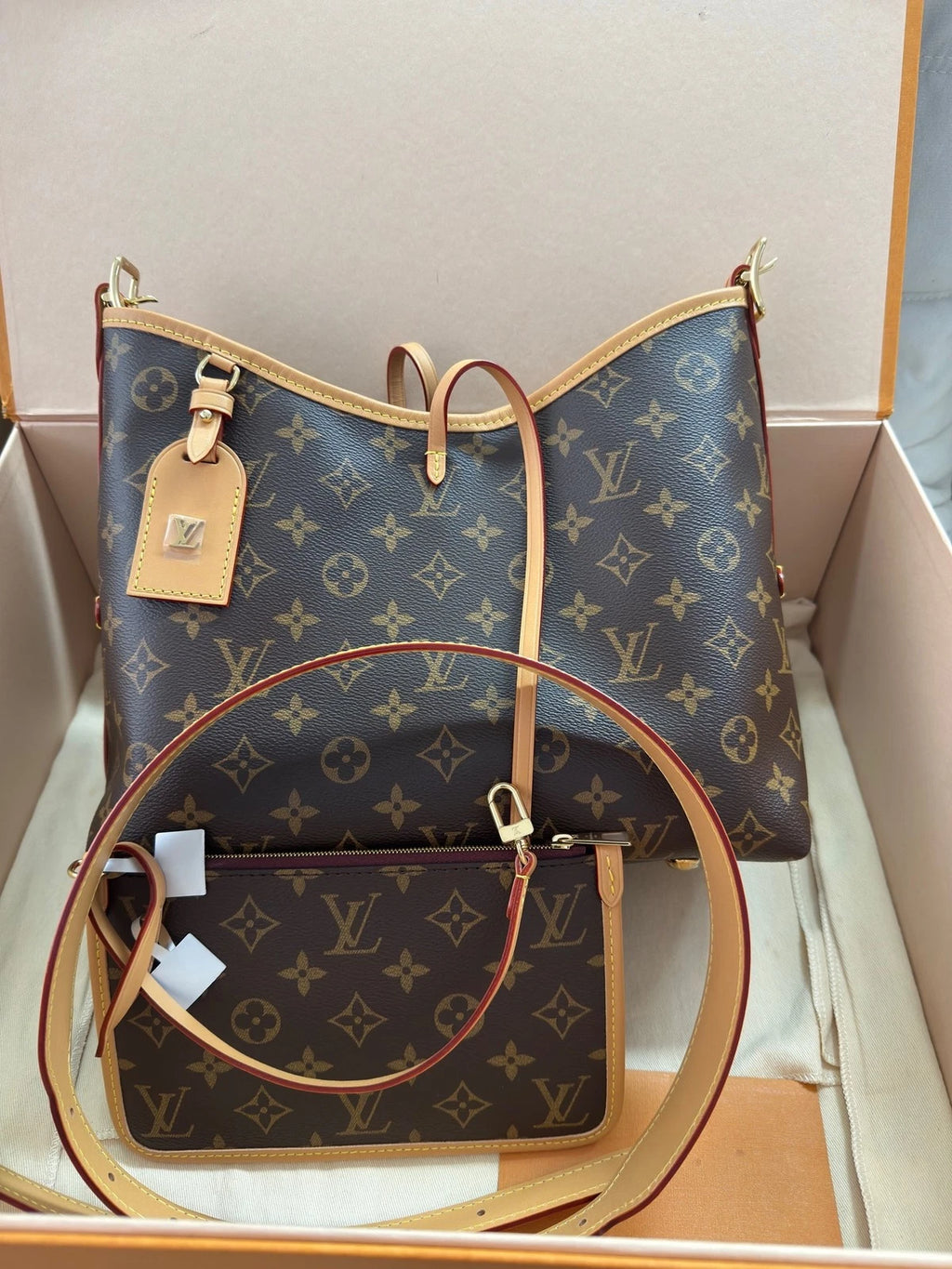 Louis Vuitton Carryall Canvas Tote Bag Excellent
