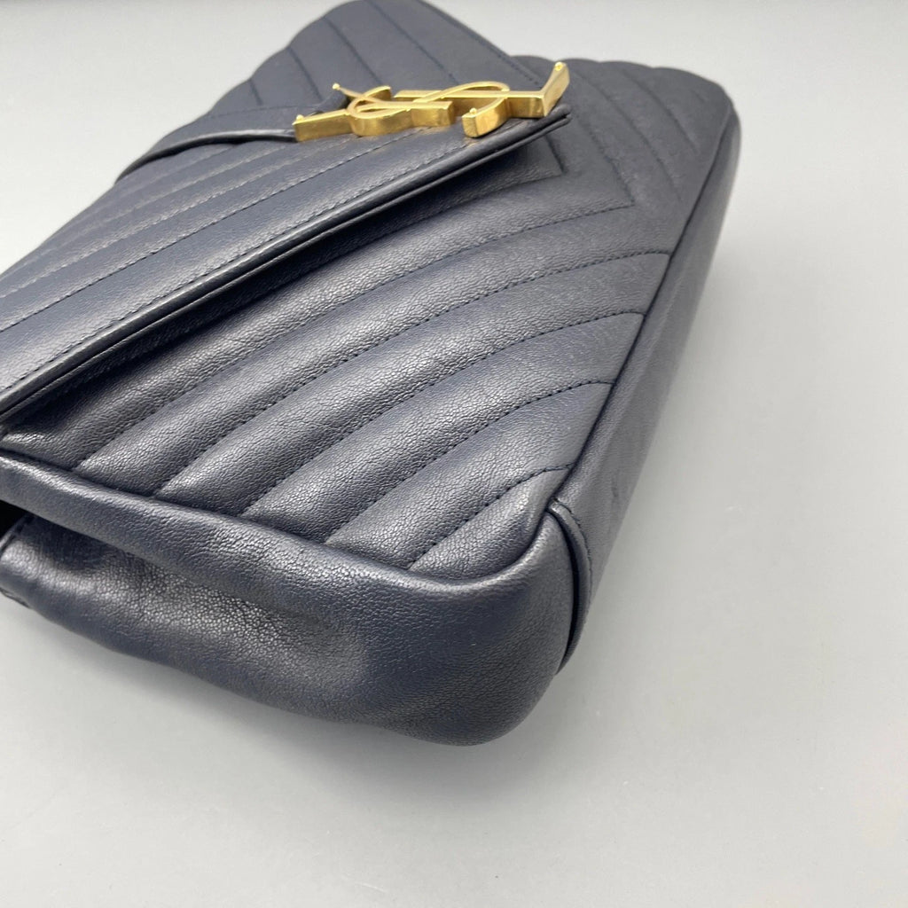 Saint Laurent Envelope Bag MM Chain Top Handle Crossbody Bag Blue Women