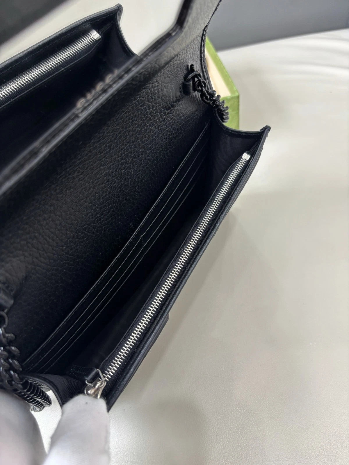 Gucci So Black Woc Chain Calfskin Shoulder Crossbody Bag Black Women Classic