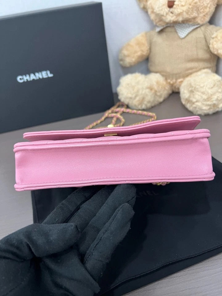 CHANEL 24C Pink Cutout Handle WOC Crossbody Bag For Women