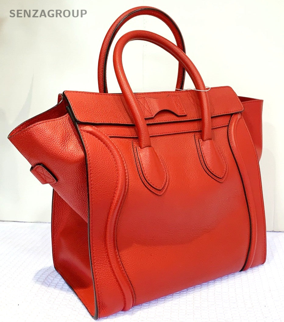 CELINE Micro Luggage tote Top Handle Handbag Women Red
