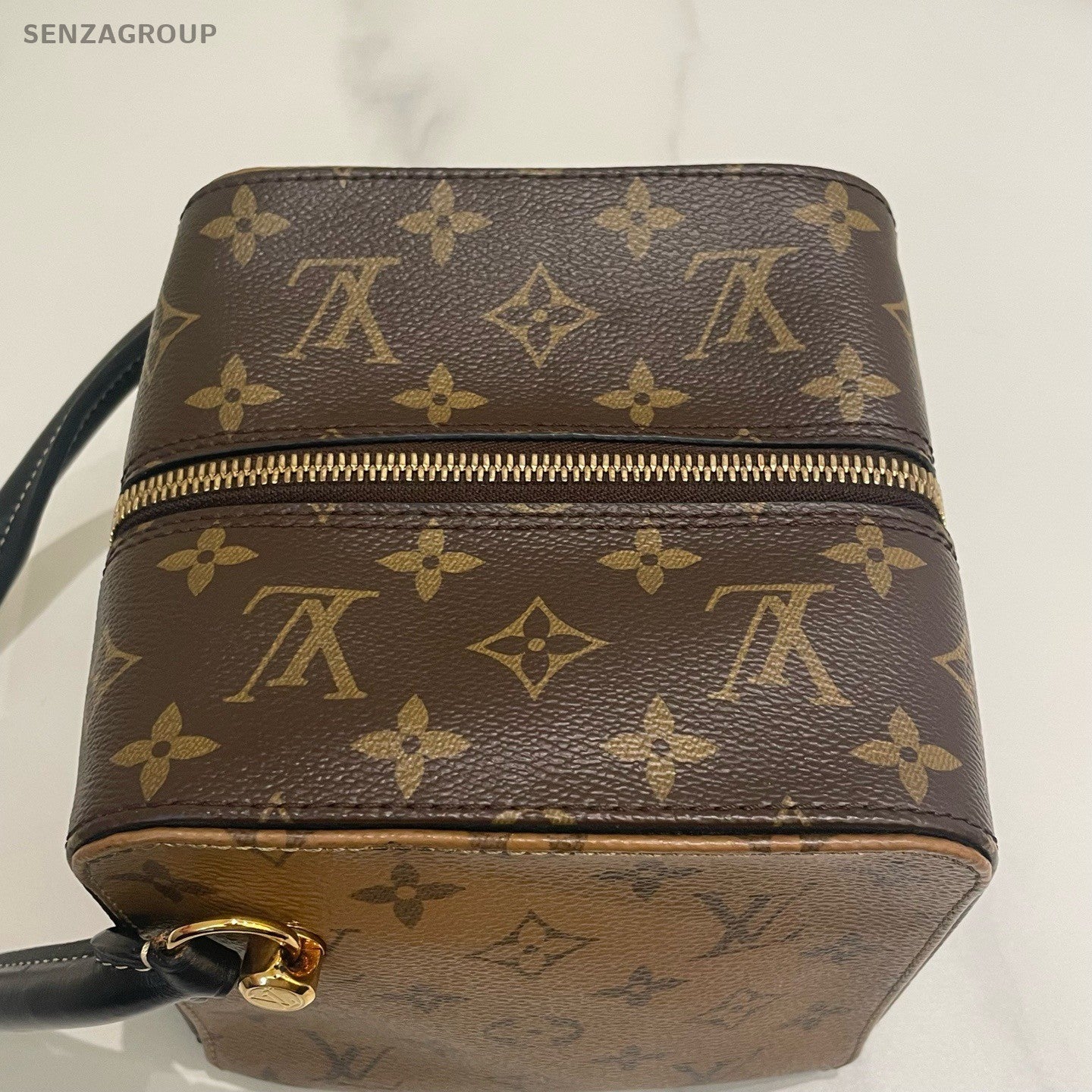 Louis Vuitton Monogram Chain Top Handle Shoulder Bag Brown Black Women Classic