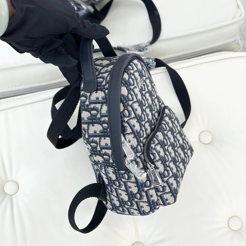 Christian Dior Oblique Mini Backpack Black Silver Hardware Women S