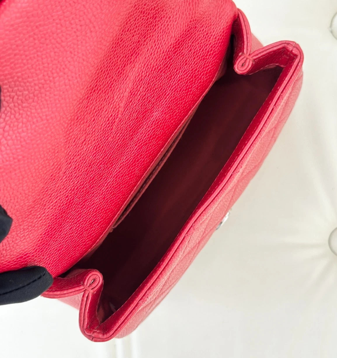 Chanel Classic Flap Mini Square Calfskin Shoulder Bag Red Hardware Women S
