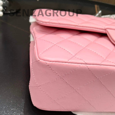 Chanel Classic Flap Small Pink Gold Lambskin Quilted Chain Shoulder Bag