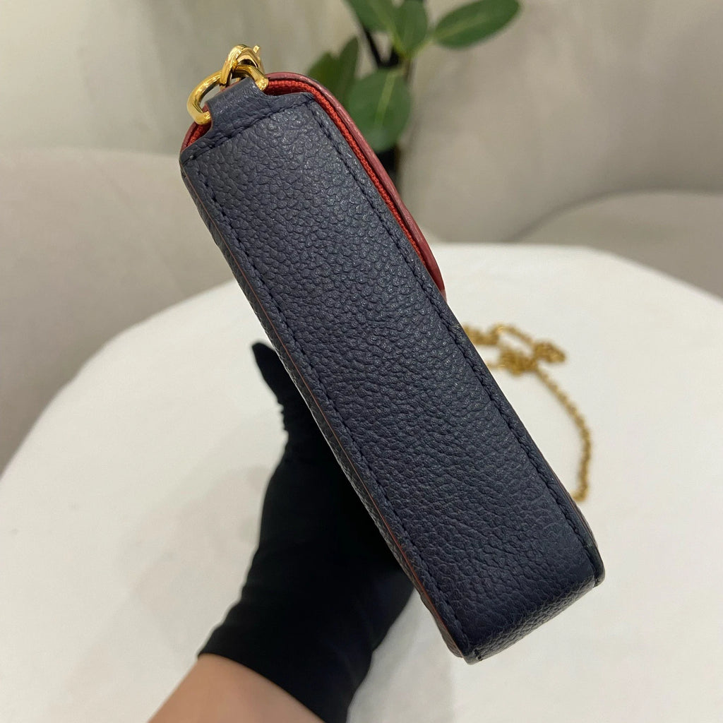 Louis Vuitton Felice Monogram Empreinte Chain Crossbody Blue Gold Women Classic