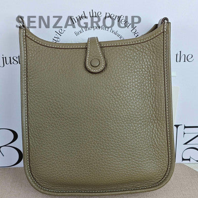 Hermes Mini Evelyne Bag Etoupe Grey Silver Hardware Women Shoulder Crossbody