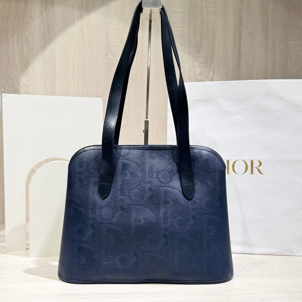 Dior Blue Embossed Shoulder Handbag For Women
