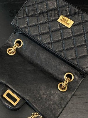 Chanel 2.55 Reissue Mini Black Calfskin Aged Gold Chain Shoulder Bag
