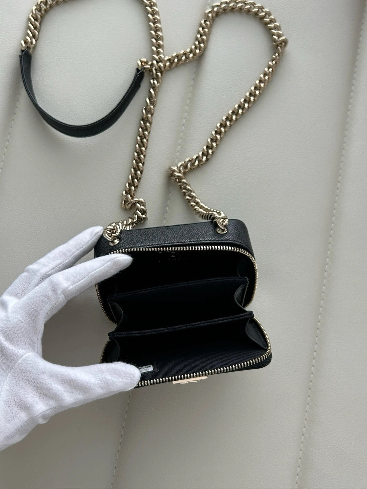 Chanel Mini Leboy Black Gold Leather Shoulder Crossbody Bag Women