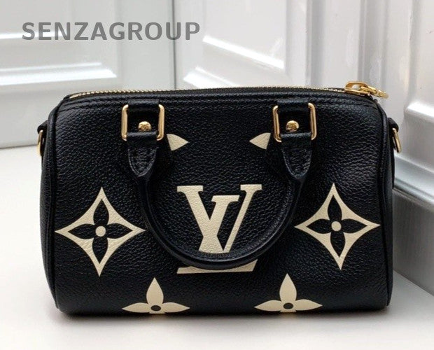 Louis Vuitton speedynano All-Leather Top Handle Shoudler Crossbody Bag Black