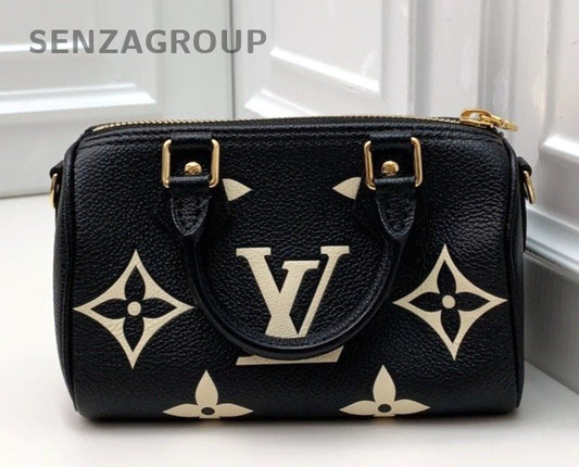 Louis Vuitton speedynano All-Leather Top Handle Shoudler Crossbody Bag Black