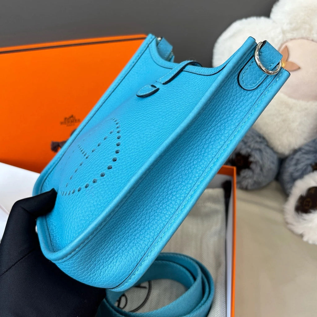 Hermes Evelyne Mini Shoulder Crossbody Blue Silver Women Classic