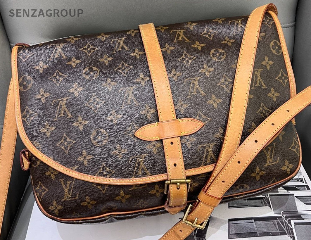 Louis Vuitton Saumur MM Monogram Shoulder Crossbody Bag Brown Women