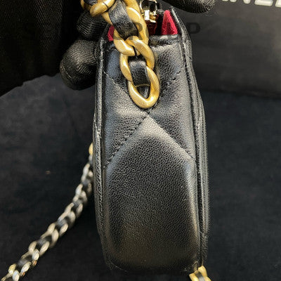 Chanel 19 Bag Black Gold Hobo Chain Shoulder Bag Women's Fashion