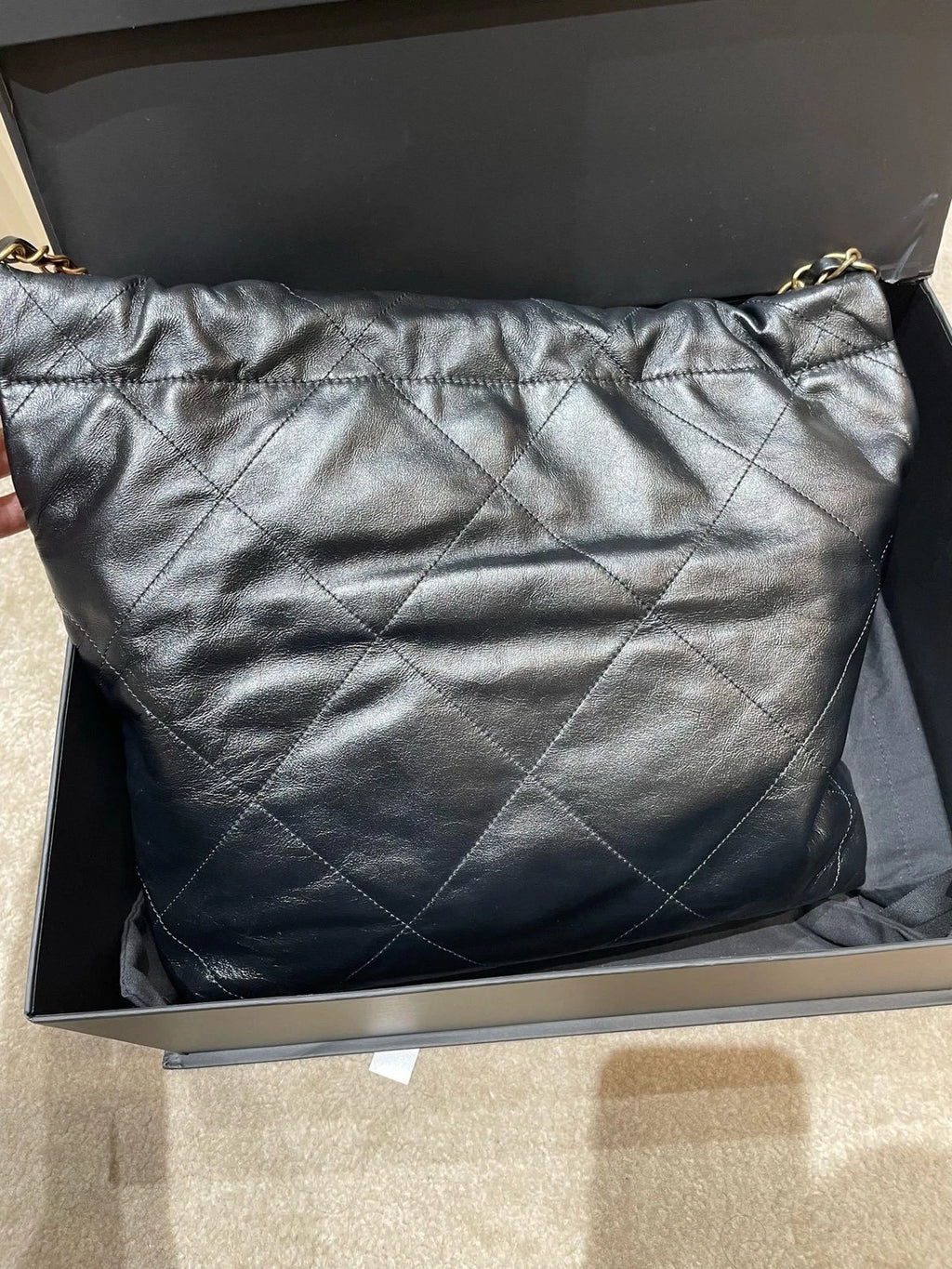 CHANEL 22BAG Black Gold Small Tote Bag For Women