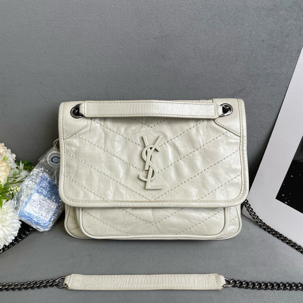 Saint Laurent Niki Leather Beige Shoulder Bag Crossbody Excellent