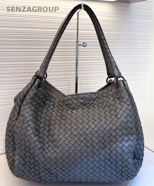 Bottega Veneta Weaving Tote Leather Shoulder bag Women Handbag Classic Gray