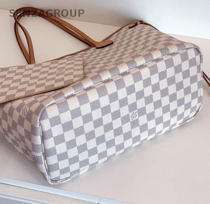 Louis Vuitton Neverfull MM Daimer Shoulder bag White Pink Women Classic