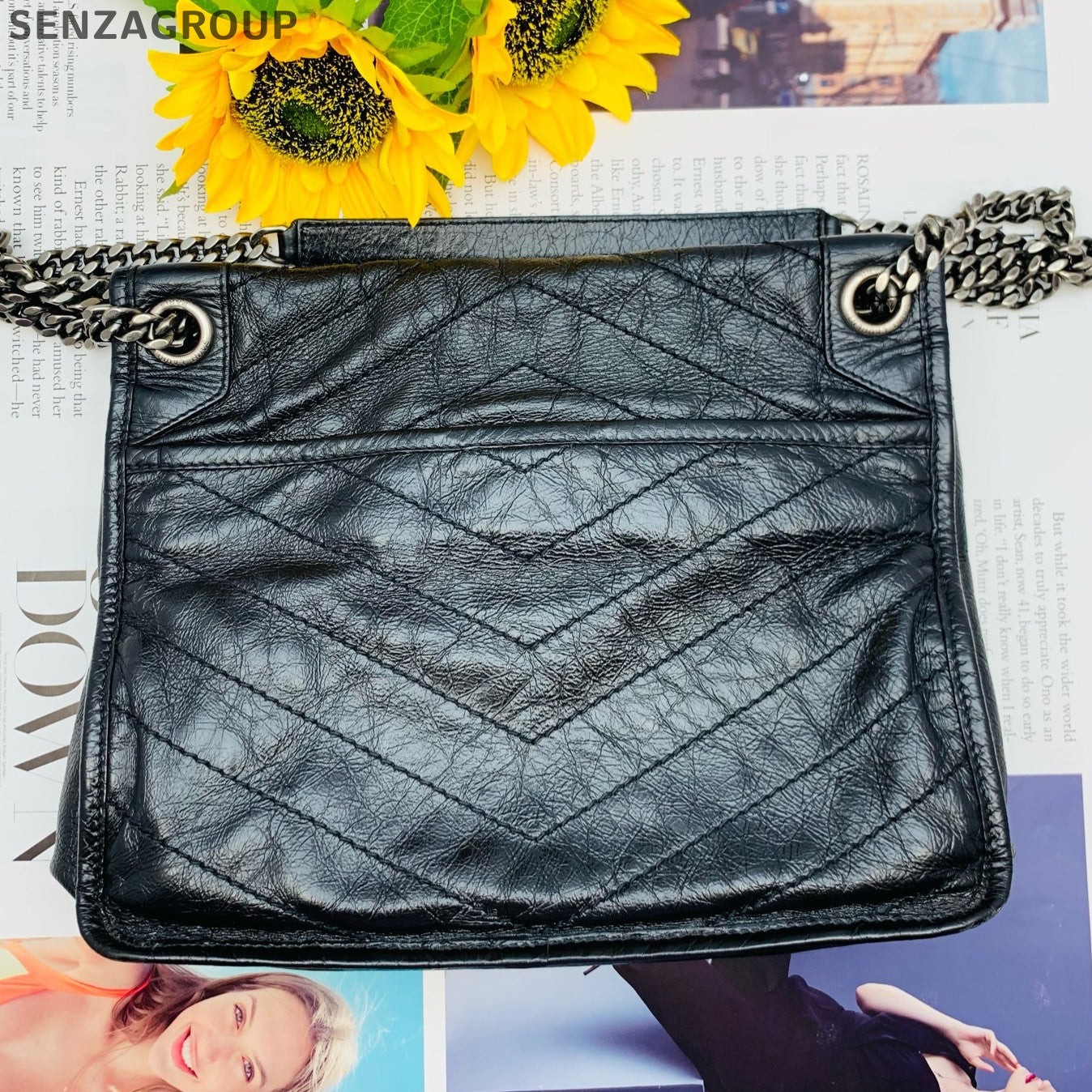 Saint Laurent YSL Niki Medium Black Silver Chain Shoulder Bag Classic