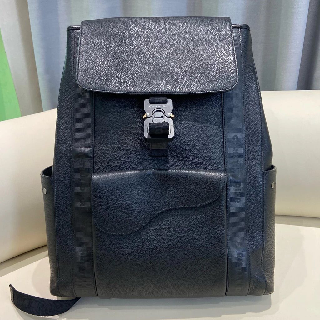 Authentic Christian Dior Calfskin Backpack Silver Hardware