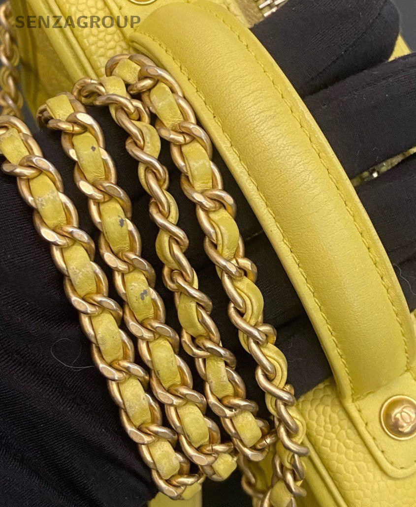 Chanel Vanity Case PM Calfskin Chain Shoulder Bag Crossbody Yellow Women Classic