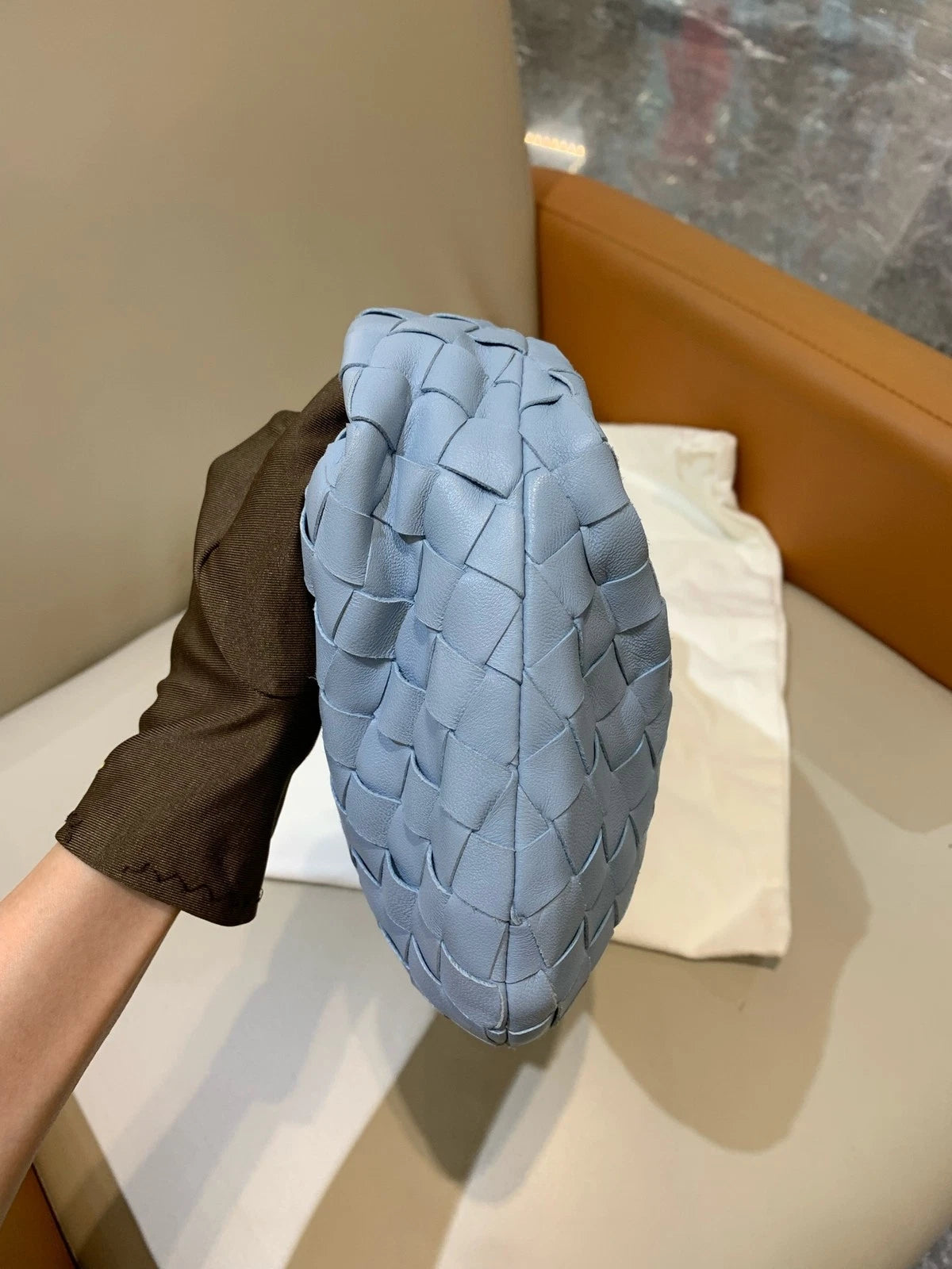 Bottega Veneta Jodie Mini Glacier Blue Leather Handbag For Women