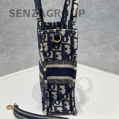 Dior Oblique Book Tote Mini Bag Black Gold Hardware Classic Fashion