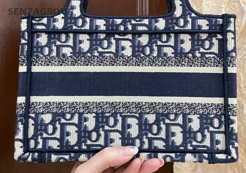 Christian Dior Book Tote Mini Handbag Blue Used Women Classic
