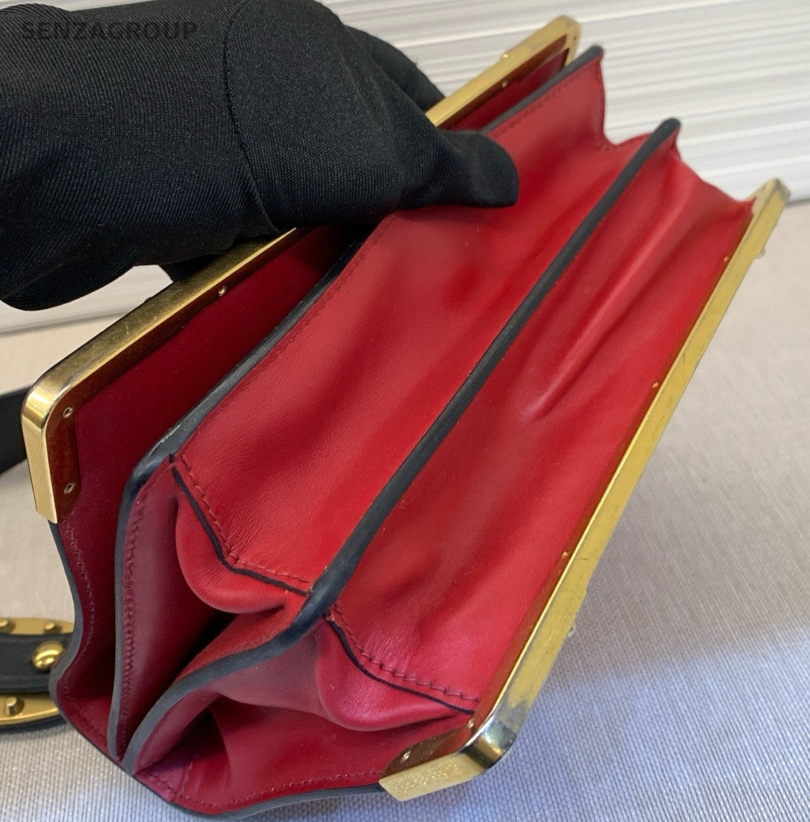 PRADA Cahier Box Shoulder bag Women Crossbody Back Red