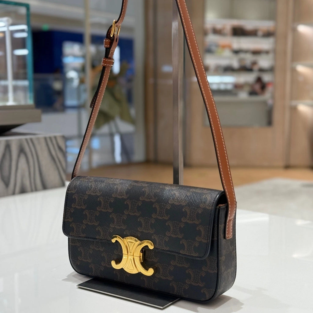 Celine Triomphe Monogram Canvas Shoulder Bag For Women