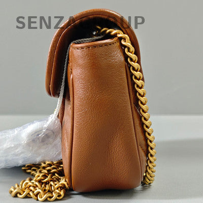 Gucci Marmont Mini Brown Gold Chain Crossbody Bag Classic Fashion