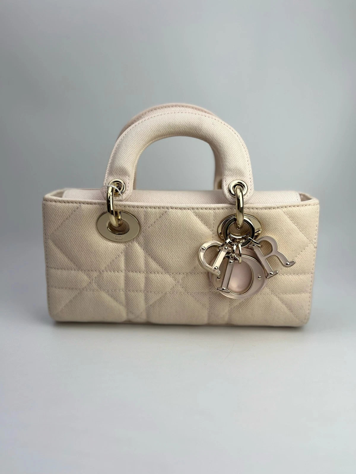 Dior Lady Dior Denim Pink Top Handle Excellent