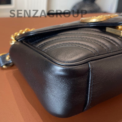 Gucci Marmont 22 Black Gold Chain Shoulder Crossbody Bag Classic Fashion