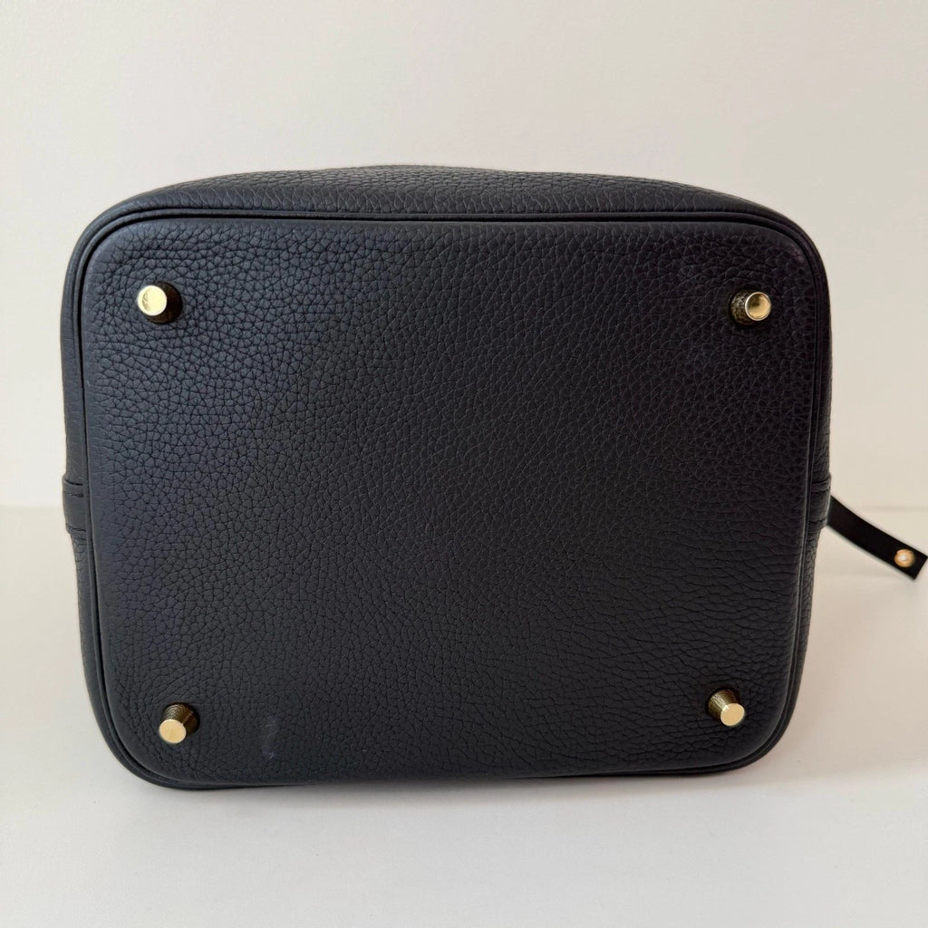 Hermes Picotin22 Top Handle Bag Black Gold Used Women Classic