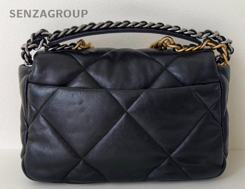 Chanel 19 PM Lambskin Chain Shoulder Bag Crossbody Black Gold Women Classic