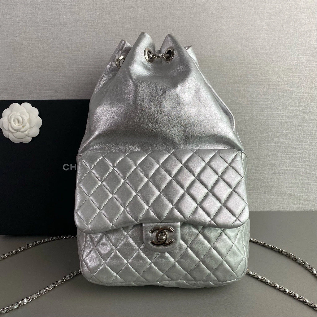 Chanel In Seoul Chain Backpack Silver Diamond Women Classic Fashion