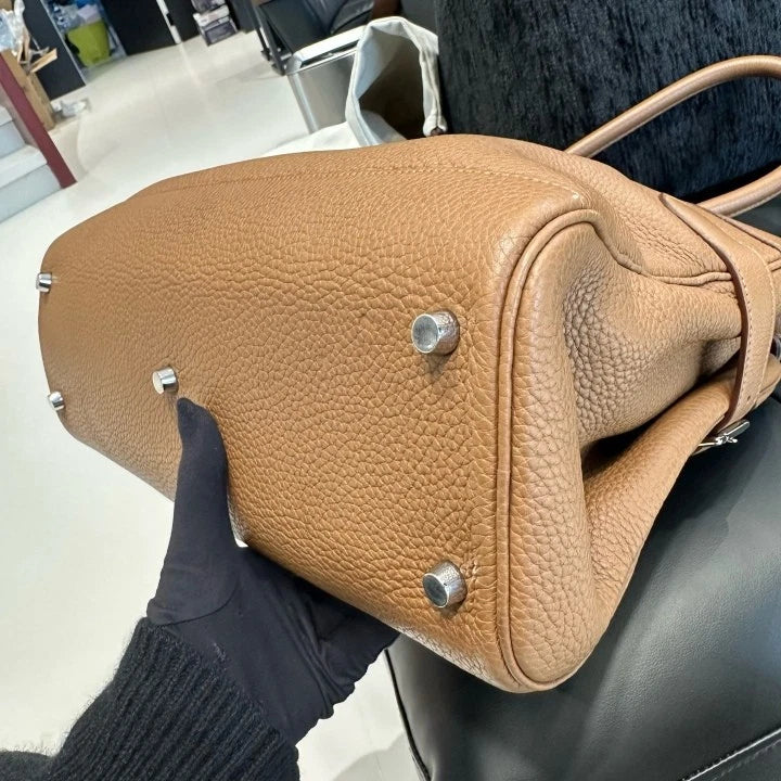 Hermes Atlas35 Togo Top Handle Bag Brown Silver Used Women Classic D