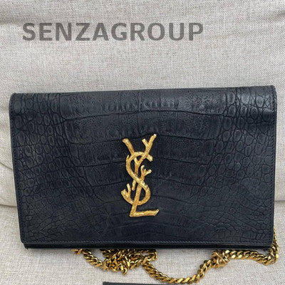 Saint Laurent WOC Black Gold Chain Crossbody Bag Classic Women's