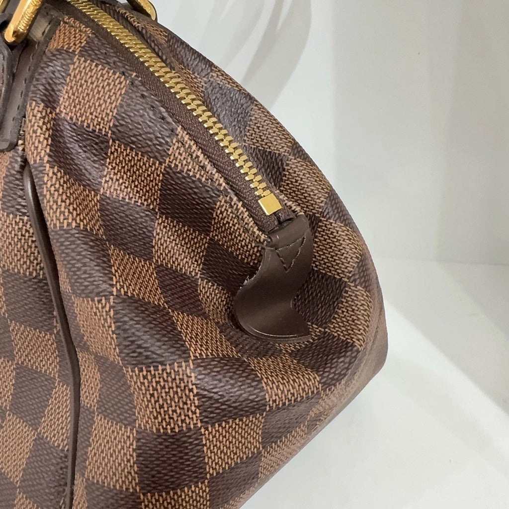 Louis Vuitton Logo Embossed Brown Leather Mini Dumpling Handbag For Women