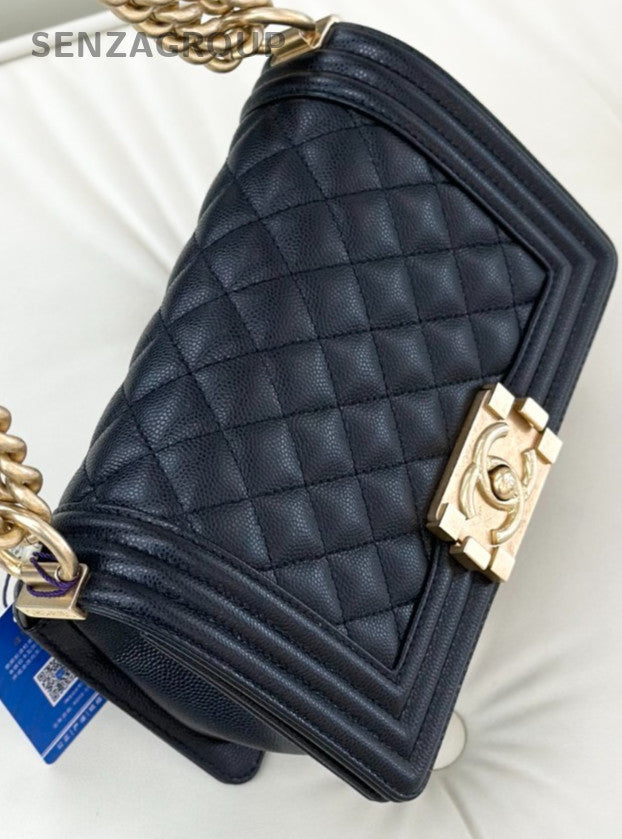 Chanel Leboy PM Chain Shoulder Bag Crossbody Black Gold Women Classic Designer