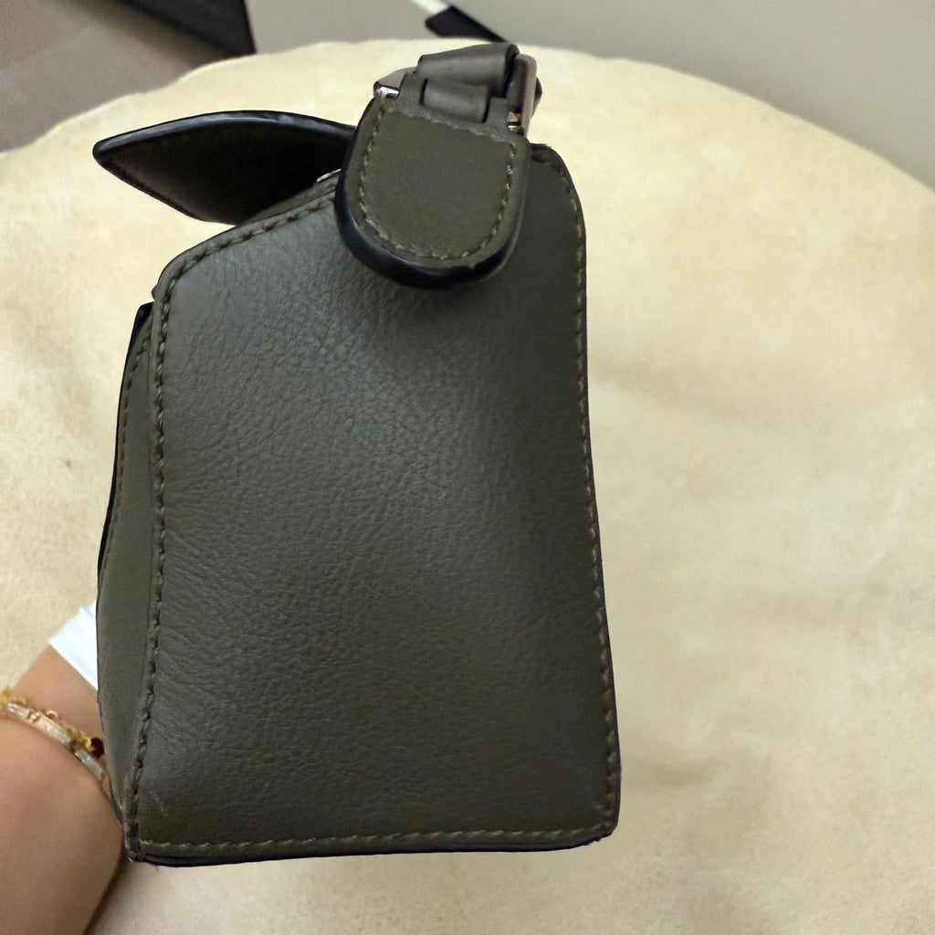 LOEWE Calfskin Puzzle Mini Green Crossbody Bag For Women