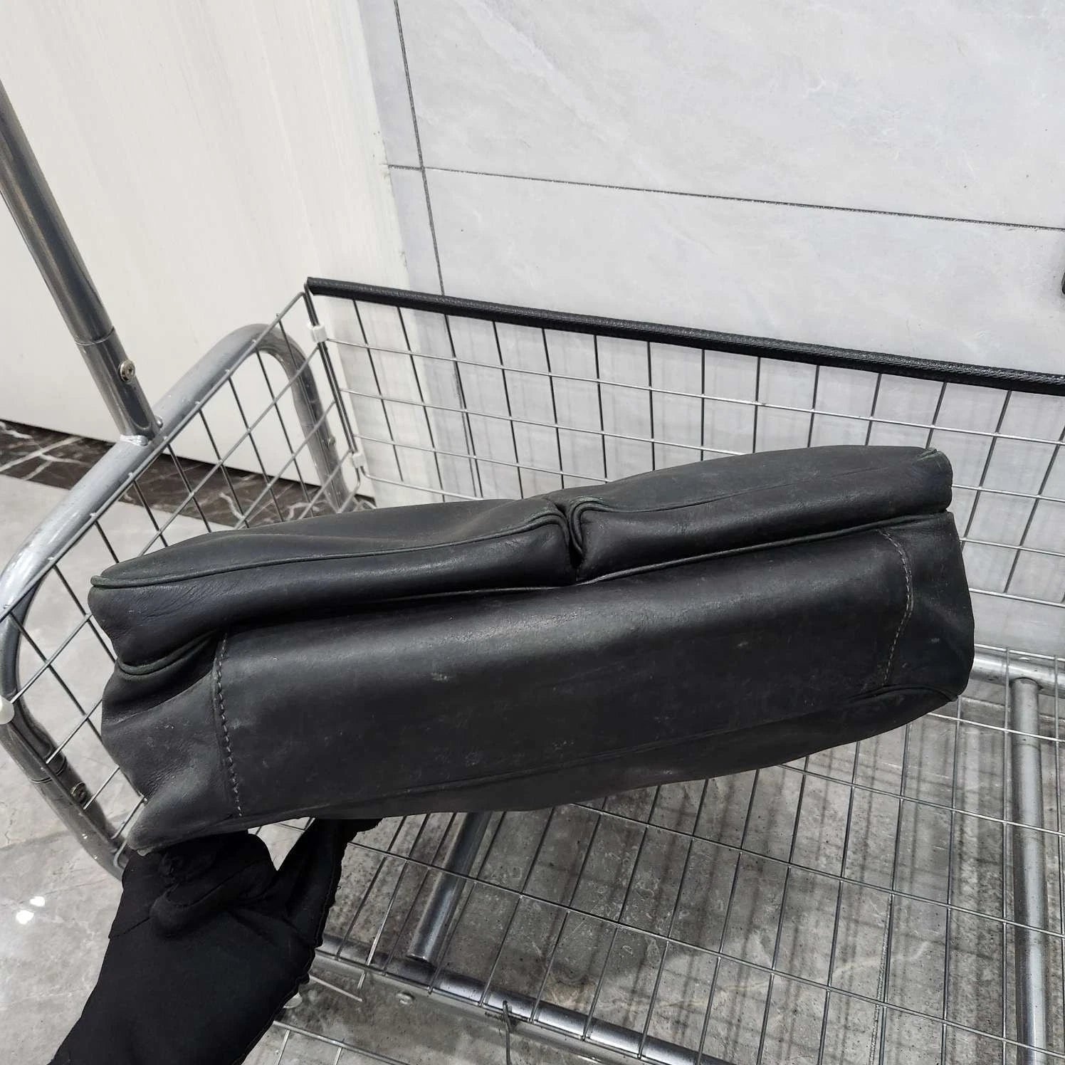 Prada Black Silver Flap Handbag Laptop Briefcase For Women