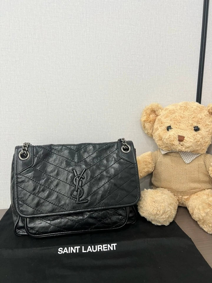 YSL Saint Laurent Black Medium Niki Shoulder Crossbody Bag Women