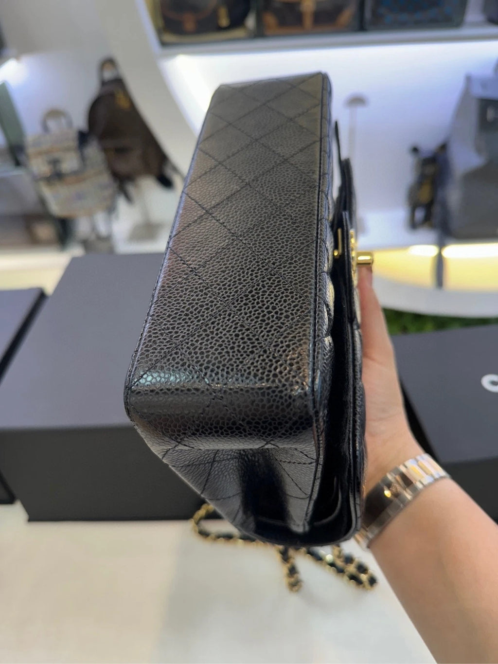 CHANEL CF Small Black Leather Shoulder Crossbody Bag For Women