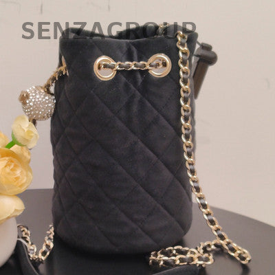 Chanel Quilted Bucket Chain Shoulder Crossbody Bag Black Gold Classic Women