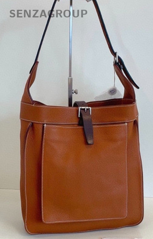 Hermes Marwari Hobo Shoulder Bag Brown Silver Used Women Classic Designer