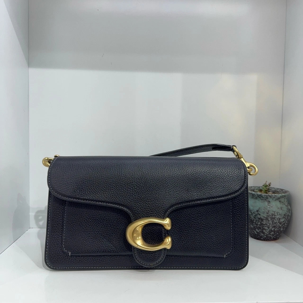 Coach Tabby 26 Pebble Leather Shoulder Handbag Crossbody Bag For Women Black