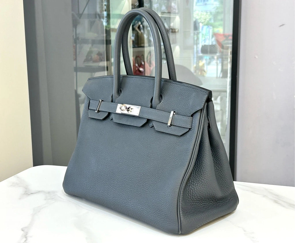 Hermes Birkin30 Gray Leather Handbag For Women
