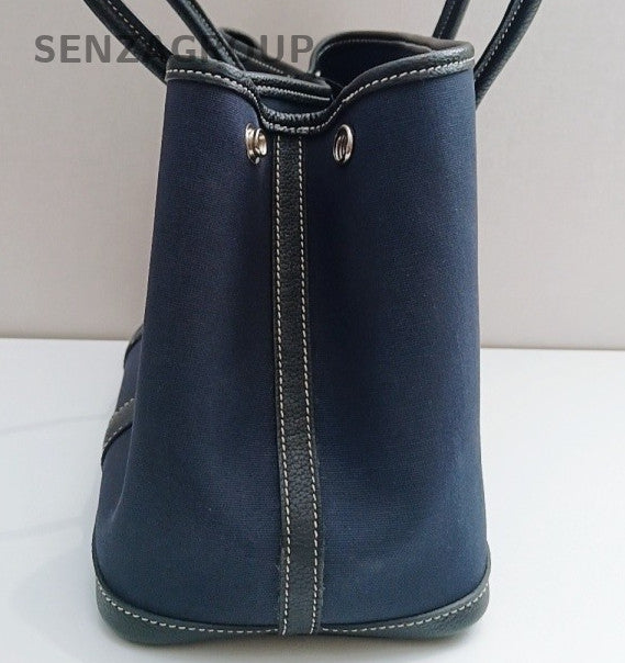 Hermes Garden Party30 Blue Silver Top Handle Bag Used Women Classic Fashion